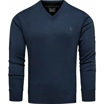 Pánský svetr Pánský svetr s výstřihem do V, bavlněný, tmavě modrý, velikost XL