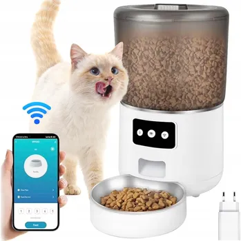 Miska pro psa AUTOMATICKÉ KRMÍTKO S WIFI PRO PSY A KOČKY 4L S NEREZOVOU MISKOU