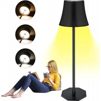 Stojací lampa STOJACÍ LAMPA NA STŮL DO LOŽNICE KANCELÁŘE 3 BARVY SVĚTLA ČERNÁ IP54 USB