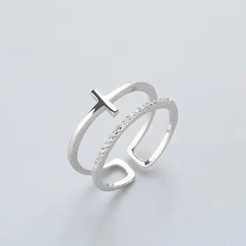 Prsten Retro otevřený zirkonový dvojitý prsten | šperk - RI21Y0107 , měnitelná velikost