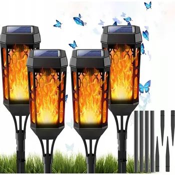 Bezpečnostní kamera 4X SOLÁRNÍ LAMPA 150CM STOJACÍ ZAHRADNÍ SET SE SENZOREM SVĚTLA
