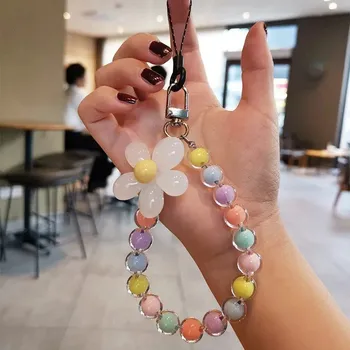 Květinové poutko na mobil s korálky | klíčenka, přívěsek - 10