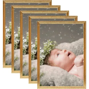 Rám na obraz vidaXL Fotorámečky koláž 5 ks na stůl zlaté 15x21 cm MDF