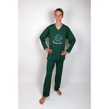 Pánské pyžamo Pánské pyžamo dlouhé Rozárka Ryba P222 zelená Barva: Zelená, Velikost: XXL