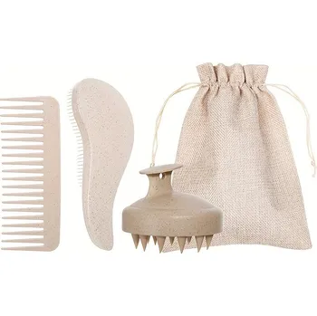Kosmetická sada Sada kartáčů s masáží hlavy | masážní pomůcky 4 ks - Béžová sada