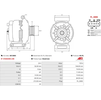 Alternátor Usměrňovač, generátor AS-PL Sp. z o.o. ARC0126