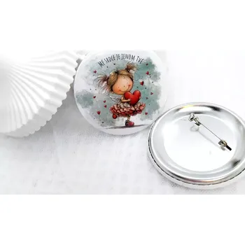 Mé srdce je jenom tvé, placka se spínacím špendlíkem, 1 kus - 44 mm