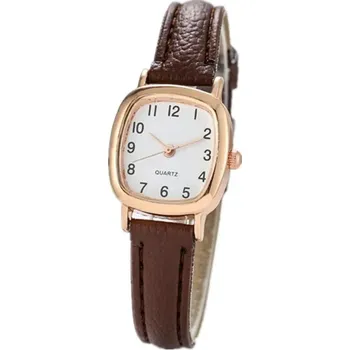 Hodinky Hranaté retro quartz hodinky | doplňky - Hnědá bílá