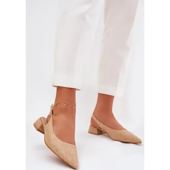 Dámské sandále Pletené Dámské Sandály Na Jemném Podpatku Multikolor Jorela Barva: Béžová, Velikost: 39