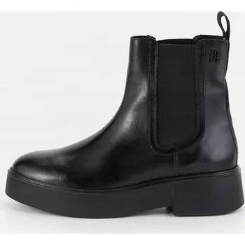 Dámské kozačky TOMMY HILFIGER ČERNÉ KOŽENÉ CHELSEA BOTY (42)