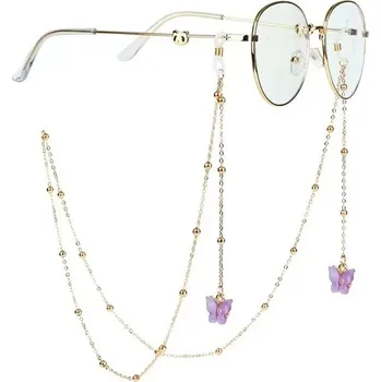 Řetízek na brýle z korálků unisex | doplněk - Fialový motýl