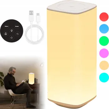 Lampička NOČNÍ LED DOTYKOVÁ LAMKA STMÍVATELNÁ, NABÍJENÁ PŘES USB, 6 BAREV, BEZDRÁTOVÁ