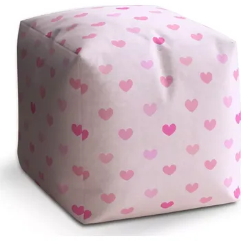 Taburet Sablio Taburet Kostka Růžové srdce: 40x40x40 cm - Sablio