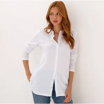 Jednobarevné tunikové tričko s dlouhými rukávy bílá 34/36