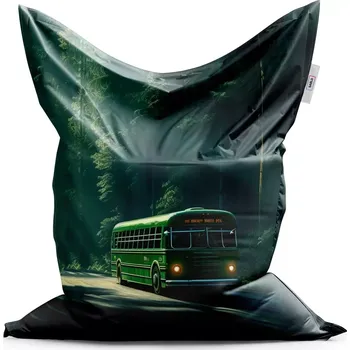 Sedací pytel Sablio Sedací vak Classic Zelený autobus v lese - 150x100 cm