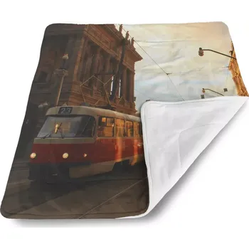Dětská deka Sablio Dětská deka pro miminko Tramvaj v historickém městě - 80x100 cm