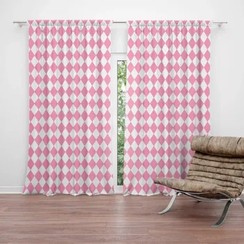 Závěs Sablio Závěsy Růžovobílé kosočtverce: 2 ks - 140x250 cm - Sablio