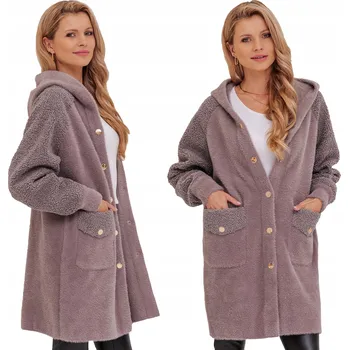 Dámský kabát Soprato dámský fialový kabát oversize s kapucí univerzální velikost