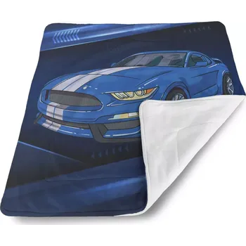 Dětská deka Sablio Dětská deka pro miminko Mustang Modré pozadí s pruhy - 80x100 cm