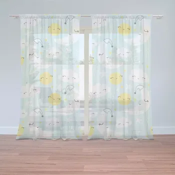 Záclona Sablio Záclony Měsíce, slunce a mráčky: 2 ks - 150x250 cm - Sablio