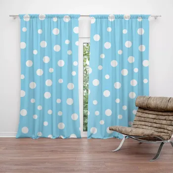 Závěs Sablio Závěsy Bílé puntíky na modré: 2 ks - 140x250 cm - Sablio