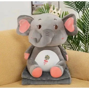 deka Plyšový SLONÍK s dětskou dekou uvnitř, šedý