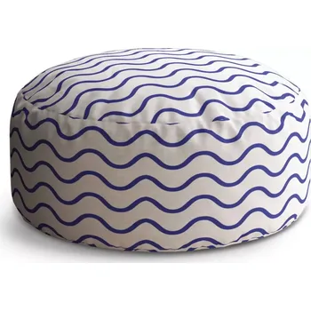 Taburet Sablio Kulatý taburet Circle Modré vlnky: 38x48 cm - Sablio