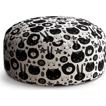 Taburet Sablio Kulatý taburet Circle Kočička a medvěd: 38x48 cm - Sablio