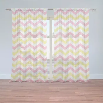 Záclona Sablio Záclony Růžové a žluté klikyháky: 2 ks - 150x250 cm - Sablio