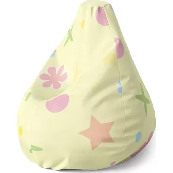 Sedací pytel Sedací vak Pear Květiny na žluté - Sablio - 70 x 95 x 15 cm