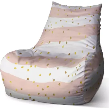 Sedací pytel Sedací vak Bean Pruhy a zlaté tečky - Sablio - 60 x 70 x 70 cm
