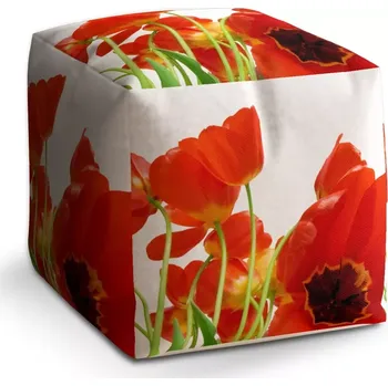 Taburet Sablio Taburet Kostka Tulipány: 40x40x40 cm - Sablio