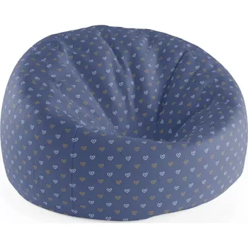 Sedací pytel Sablio Sedací vak Cocoon Srdíčka na modré - 115 x 75 cm x 45 cm - Sablio