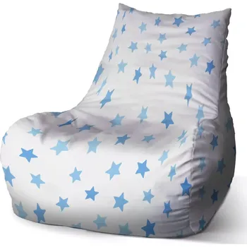 Sedací pytel Sedací vak Bean Modré hvězdy na bílé - Sablio - 60 x 70 x 70 cm