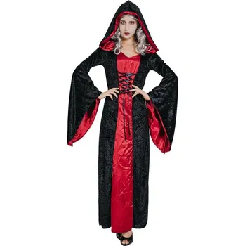 Karnevalový kostým Kostým rubínové upírky pro dospělé ( šaty s kapucí ), vel M