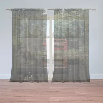 Záclona Sablio Záclony Červený patrový autobus: 2ks 150x250cm