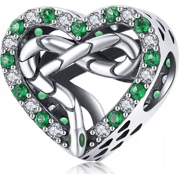 Přívěsek Stříbrný přívěsek Ag 925 Charms srdce had nekonečno zirkony
