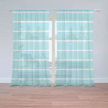 Záclona Sablio Záclony Bílé pruhy na modré: 2 ks - 150x250 cm - Sablio