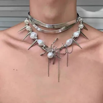 Náhrdelník Perlový vrstvený křížový náhrdelník | náhrdelník šperk - Pavouk