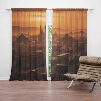 Závěs Sablio Závěsy Barcelona Night Skyline: 2 ks - 140x250 cm - Sablio