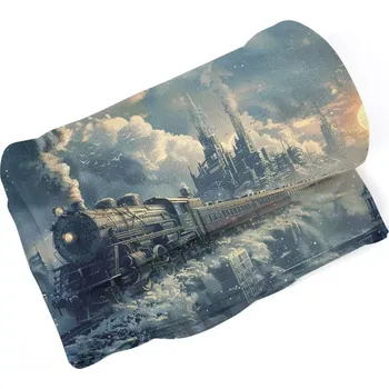 deka Sablio Deka Parní lokomotiva v zasněženém městě - 150x120 cm