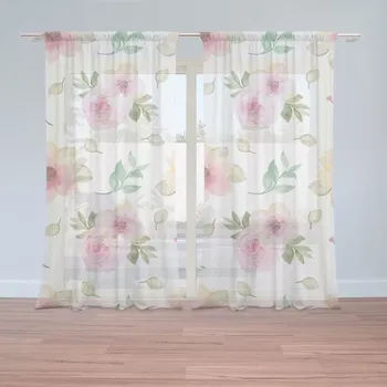 Záclona Sablio Záclony Růžové květy: 2ks 150x250cm