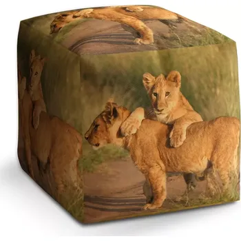 Taburet Sablio Taburet Kostka Lvíčata: 40x40x40 cm - Sablio