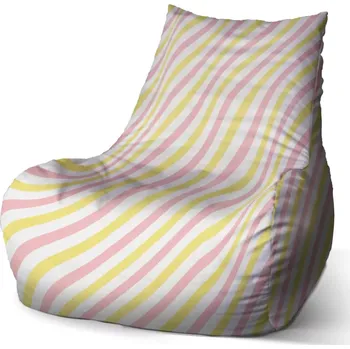 Sedací pytel Sedací vak Bean Růžové a žluté pruhy - Sablio - 100 x 90 x 45 cm