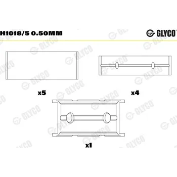 Kliková hřídel Hlavní ložiska klikového hřídele GLYCO H1018/5 0.50mm