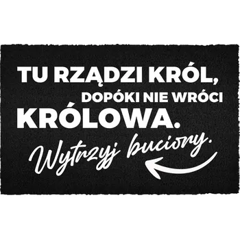 Rohožka VSTUPNÍ ROHOŽKA 40X60CM ČERNÁ KOKOSOVÁ PRO DOMÁCNOST S NÁPISEM "TADY VLÁDNE KRÁL"