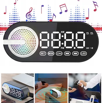 Stojací lampa LAMPA NOČNÍ NOČNÍ LAMPA DENNÍ HODINY BUDÍK ALARM BLUETOOTH REPRODUKTOR S RGB LED