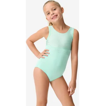 Body DOMYOS Dívčí gymnastický trikot s kulatým výstřihem 8-9 LET ZELENÁ
