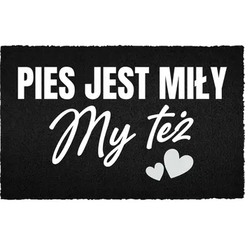 Rohožka VCHODOVÁ ROHOŽKA 40X60 ČERNÁ KOKOSOVÁ S MOTIVEM PSA - VÍTÁME I MY
