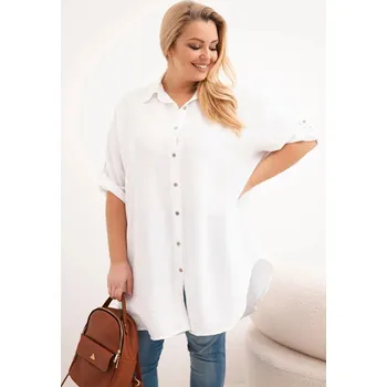 Dámská košile Dámská košile Plus Size z viskózy s delším zadním dílem bílá UNI